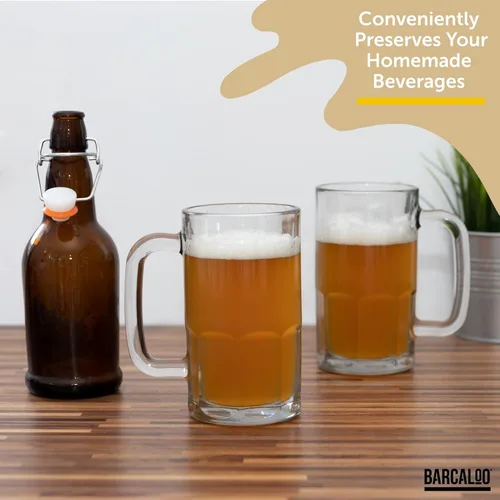 Miniatura 5 de Barcaloo Botellas de cerveza de vidrio transparente de 16 onzas para elaboración casera, cerveza, kombucha, refrescos, jugo, fermentación, paquete