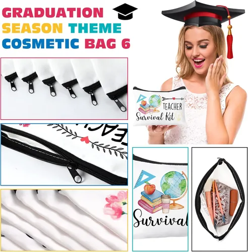 Miniatura 3 de Irenare 30 unidades de regalos de agradecimiento para profesores, bolsas de maquillaje de agradecimiento para mujeres, bolsa de lona para cosméticos