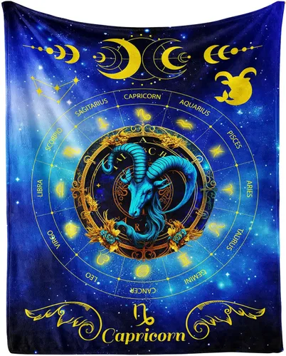 Miniatura 21 de Manta del zodiaco Tauro, manta de franela de 50 x 40 pulgadas, manta de franela con temática de astrología y estrellas y vibrante, manta suave