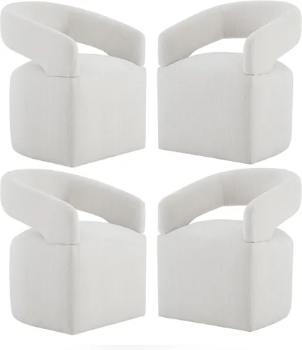Miniatura 21 de KISLOT Juego de 1 sillas de comedor tapizadas, modernas sillas de comedor con ruedas ocultas, sillas de cocina con brazo con tela de aspecto