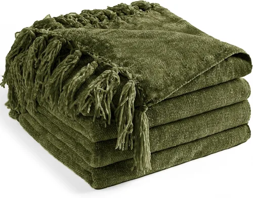 Miniatura 22 de Manta de Chenilla para Sofá 50"X 60", Mantas Suaves y Acogedoras con Flecos con Borlas para Cama Sofá Silla Cubierta, Mantas Decorativas Bohemias