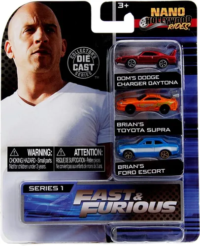 Jada Toys Fast & Furious 1.65" Nano 3-Pack de coches fundidos a presión, juguetes para niños y adultos, multi (JAN31124)