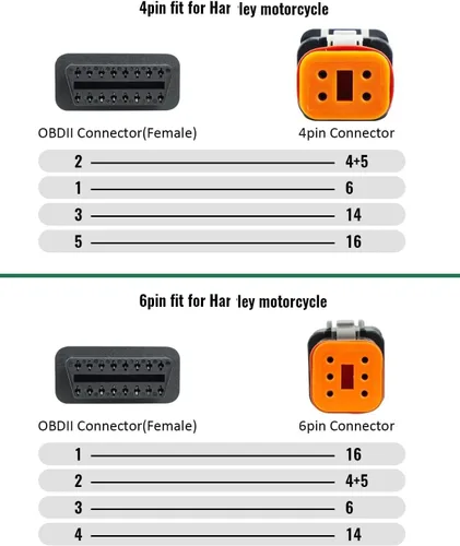Miniatura 3 de Cable OBD2 de motocicleta de 4 pines + 6 pines OBD para motocicleta OBD de 4 pines + 6 pines 2 en 1 funciona con Harley Motor Motorrad