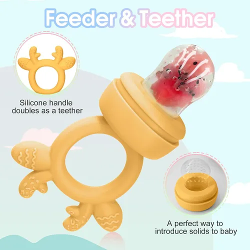 Miniatura 5 de Alimentador de frutas y moldes para paletas de leche materna para aliviar la dentición, sin BPA, de silicona, mordedor, chupete y mini bandeja