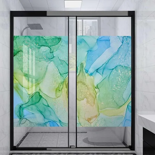 Miniatura 12 de Película de privacidad para ventana color crema azul, calcomanías para ventanas manchadas, adhesivo estático para ventana, adhesivo decorativo