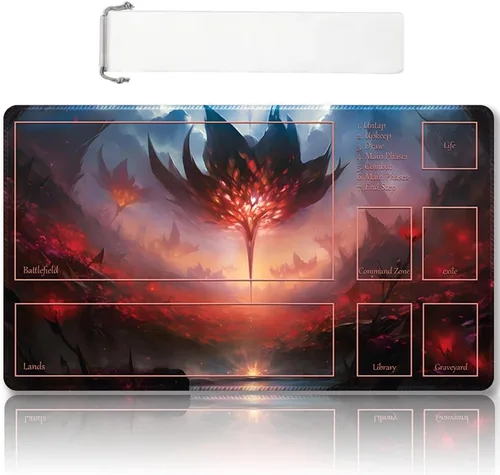 Miniatura 35 de Tapete de juego MTG cosido de alta calidad con zonas y parte trasera de goma antideslizante, tapete de juego TCG para MTG y otros juegos de cartas