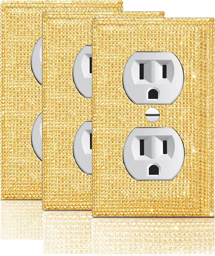 Miniatura 11 de 1 PC Cubierta de placa de pared con diamantes de imitación brillantes en plata, cubre interruptores eléctricos, cubierta decorativa para interruptor