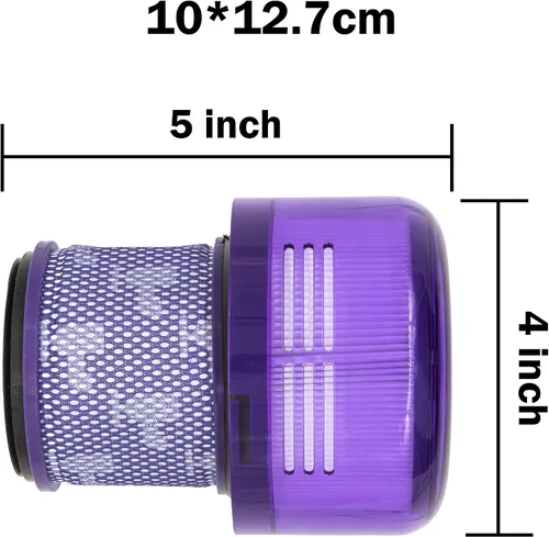 Miniatura 2 de Paquete de 2 piezas de repuesto de filtros de vacío compatibles con aspiradora Dyson V11 SV16 de tamaño grande, comparado con la parte 970422-01