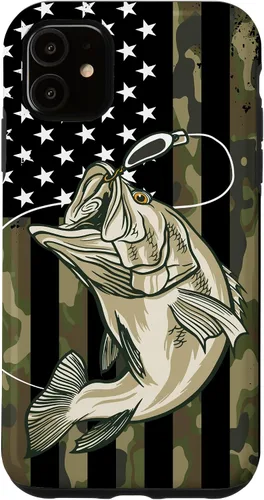 Miniatura 8 de Funda de camuflaje para iPhone 16, diseño de bandera estadounidense, pescador, pescador, camuflaje