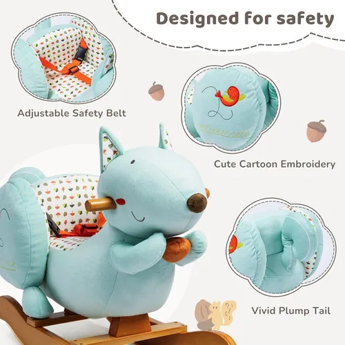 Miniatura 3 de labebe Caballo Mecedor de Bebé, Caballo Mecedor de Ardilla Azul para Niños de 1 a 3 Años, Niño y Niña, Ardilla de Peluche Mecedora con Cinturón