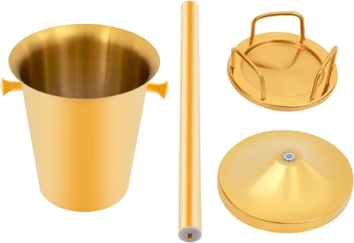 Miniatura 3 de Cubo de hielo con soporte, enfriador de champán 201, cubo de hielo de pie de acero inoxidable, contenedor de cubitos de hielo, enfriador con asa