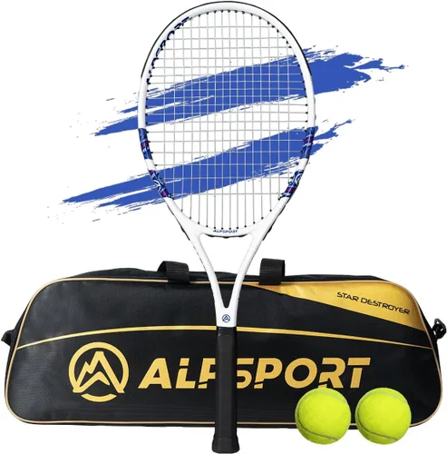 Miniatura 9 de ALP - Raqueta de tenis de 27 pulgadas, potente cabeza pesada de 4 3/8 pulgadas para adultos, raqueta duradera preencordada con 1 bolsa de transporte