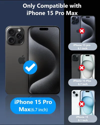 Miniatura 2 de ATATOO Funda tipo cartera para iPhone 15 Pro Max, tarjetero integrado (3-5 tarjetas) y funda para cámara deslizante, protección de grado militar