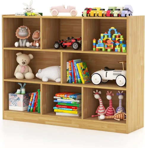 Costzon Estantería de 3 estantes para niños, organizador de almacenamiento de juguetes de madera para libros y juguetes, estantería Montessori
