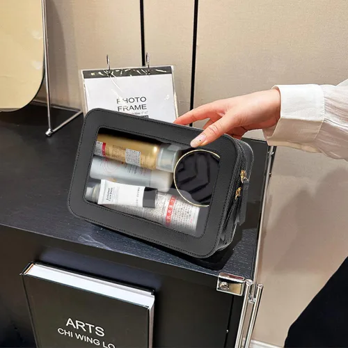 Miniatura 3 de Bolsa de maquillaje transparente pequeña, aprobada por la TSA, bolsa de aseo portátil con cremallera, bolsa de viaje para cosméticos, estuche