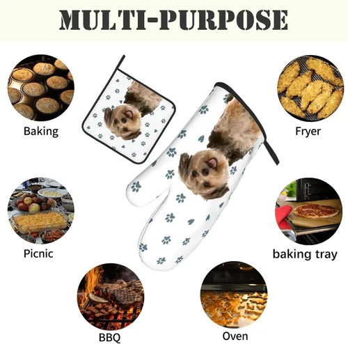 Miniatura 6 de Manoplas de horno personalizadas con soportes para ollas con nombre y foto personalizados, manoplas de horno resistentes al calor y al deslizamiento
