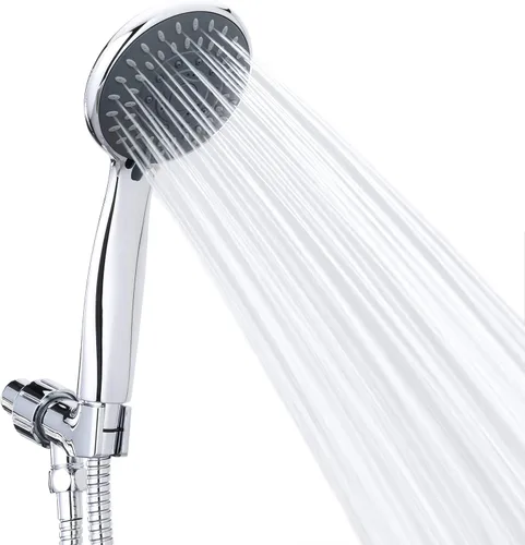 BRIOUT - Cabezal de ducha de mano de alta presión con 5 ajustes, potente cabezal de ducha de pulverización de agua contra flujo de agua de baja