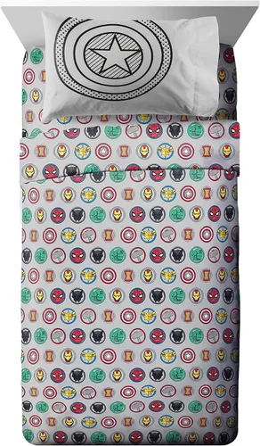 Miniatura 3 de Jay Franco Marvel Avengers Pop - Juego de ropa de cama tamaño matrimonial de 7 piezas, incluye edredón y juego de sábanas, microfibra súper suave