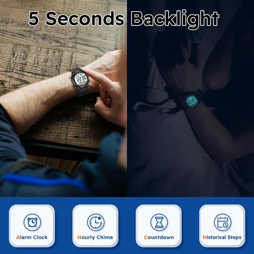 Miniatura 4 de Reloj podómetro para hombre con pulsera de acero inoxidable, reloj contador de pasos sin aplicación, sin necesidad de carga para caminar al aire