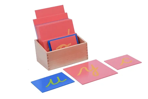 Adena Montessori Letras de papel de lija en minúsculas - Cursivas - sin caja letras de madera cursivas para niños aprendizaje de idiomas