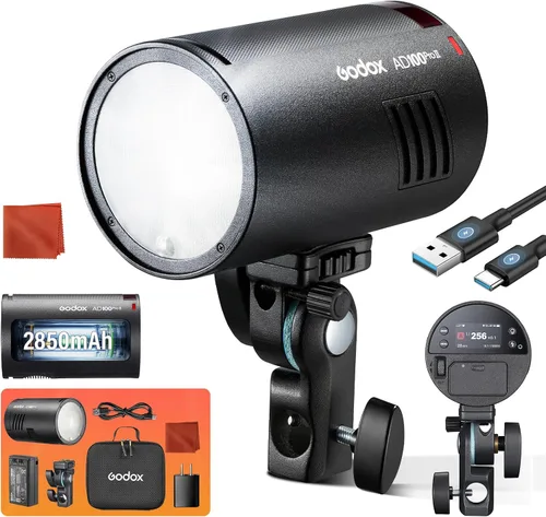 Godox AD100 PRO II AD100Pro II AD100ProII Flash de bolsillo 2026 Godox 100w luz estroboscópica 2W LED, 490 estallidos de potencia completa,