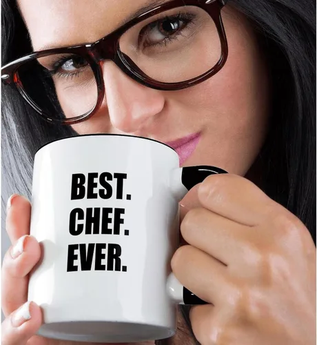 Miniatura 2 de 3dRose Best Chef Ever - Regalos de texto para los más grandes fanáticos de la cocina y la cocina del mundo, taza negra de dos tonos de 11 oz