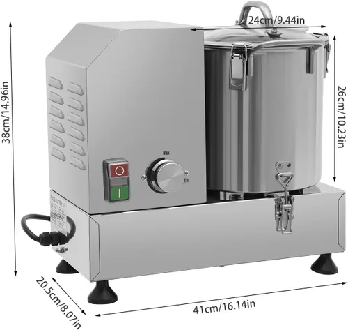 Miniatura 5 de Procesador de alimentos comercial, máquina eléctrica de 1200 W, 2800 rpm, velocidad ajustable, procesador de verduras de acero inoxidable de 5.45