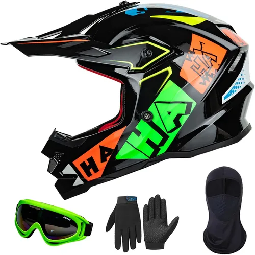 ILM Casco ATV juvenil para niños, motocross, BMX, todoterreno, Go Kart, casco DOT ECE modelo Z705 (Hip-hop, L)