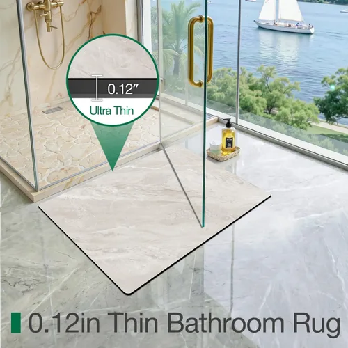 Miniatura 4 de LUMI Tapetes de baño ultra delgados, superabsorbentes, de secado rápido, antideslizantes, para debajo de la puerta, bañera, lavabo y ducha, 17 x 30