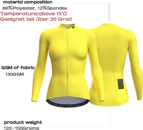 Miniatura 2 de Wulibike Maillot de ciclismo para mujer, manga larga, con bolsillos