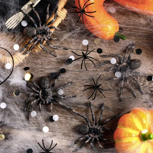 Miniatura 3 de Skylety 4 piezas realista araña gigante falsa modelo de acción de plástico animal tarántula, juguete educativo realista para niñas y niños