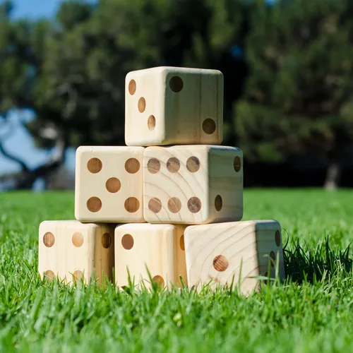 Miniatura 5 de GoSports Juego de dados gigantes de madera con marcador Rollzee y Farkle, incluye 6 dados, marcador de borrado en seco y bolsa de lona, elige dados