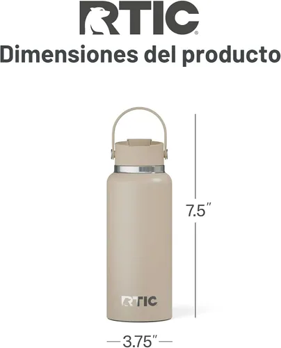 Miniatura 4 de RTIC - Botella de agua Outback de 32 oz (1 L), con revestimiento de cerámica, aislada, de acero inoxidable, doble pared con aislamiento al vacío