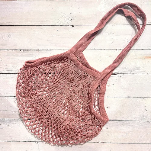 Miniatura 5 de Bolsa de red de malla con bolsa larga con asa de hombro, estirable y reutilizable para compras de comestibles, almacenamiento de juguetes de playa