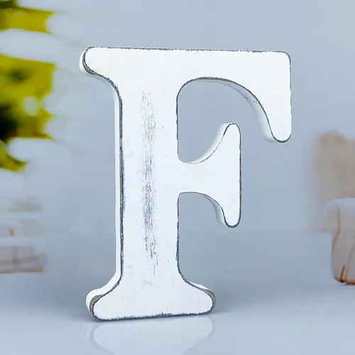Miniatura 14 de Letras de madera rústica blanca de 6 pulgadas, letras de madera sin terminar para decoración de pared, letras de pie retro blancas blancas