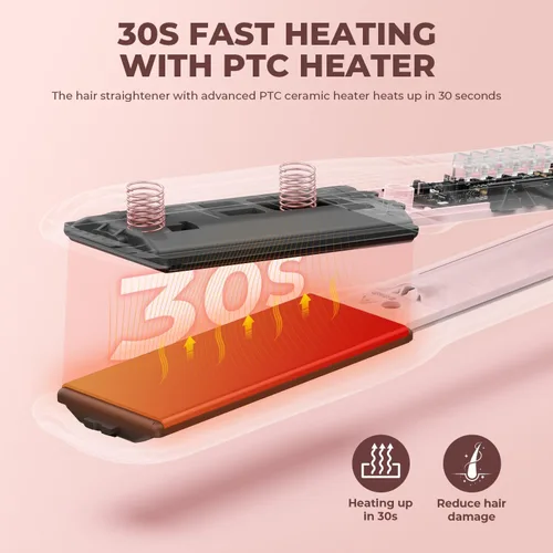 Miniatura 3 de MiroPure Plancha plana de 1.5 pulgadas, plancha de pelo con calentamiento rápido de 30 segundos y apagado automático de 60 minutos, alisador