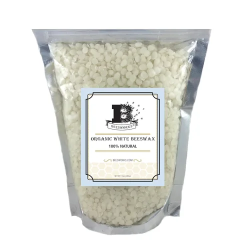 Beesworks - Pellets de cera de abeja blanca orgánica (14 onzas) | 100% pura, grado cosmético, cera de abeja con triple filtro para el cuidado de la