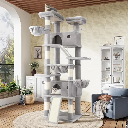 Miniatura 11 de SHA CERLIN Torre de árbol para gatos de varios niveles de 81 pulgadas de alto para gatitos de interior/muebles de condominio para gatos más grandes
