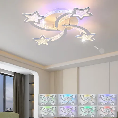 Miniatura 17 de STCH Lámpara de techo LED moderna regulable, lámpara de techo moderna de estrella de 25.6 pulgadas, lámpara de techo LED de montaje empotrado