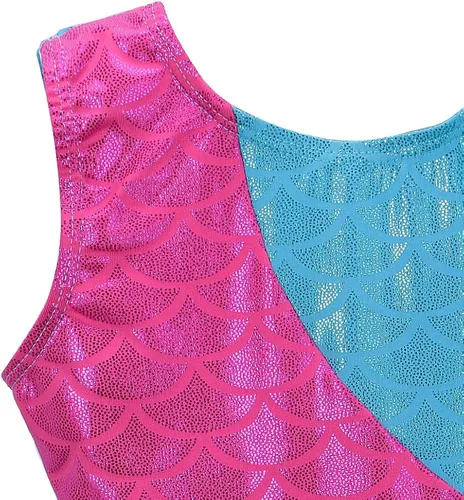 Miniatura 3 de HOZIY Leotardos de gimnasia para niñas y niños, cinta de copo de nieve, azul, morado, rosa intenso brillante, Rosa encendido