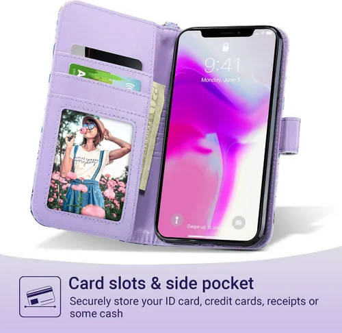 Miniatura 2 de ULAK Funda de piel sintética compatible con iPhone 11 con tarjetero y cierre magnético con función atril, a prueba de golpes, para iPhone 11 de 6.1
