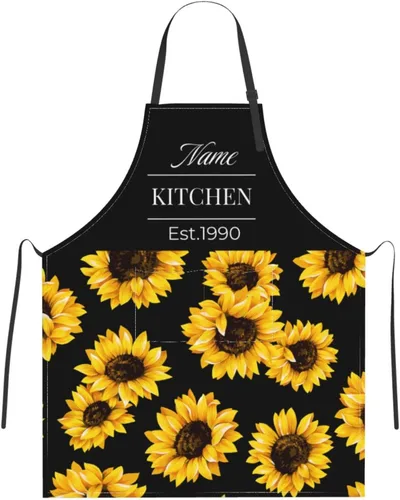 Miniatura 16 de Delantal personalizado para hombres y mujeres, delantal ajustable unisex con bolsillos, delantales personalizados para cocinero y chef