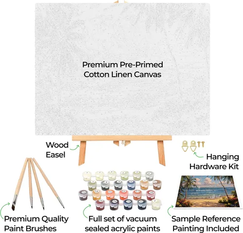 Miniatura 2 de Ledgebay Kit de pintura por números DIY para adultos en lienzo enmarcado: kit de pintura por números para principiantes a avanzados, los kits