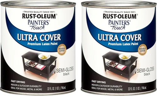 Miniatura 39 de Rust-Oleum Brush On Paint 224430T Painter's Touch - Pintura de látex, cuarto de galón, imprimación blanca plana acrílica, 32 onzas líquidas
