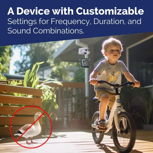 Miniatura 7 de Bird-X GooseBuster, dispositivo de señuelo de ganso sónico con 4 altavoces, utiliza sonidos grabados naturalmente, fácil de instalar, cubre hasta 7