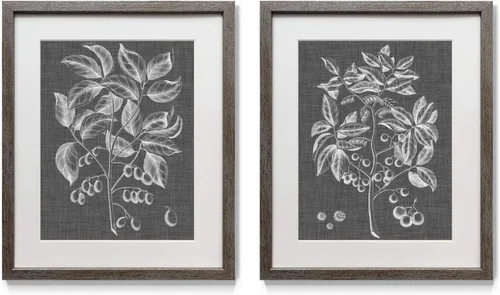 Miniatura 18 de Arte floral para pared, marco rústico de plata envejecida, juego de decoración de pared de 2 piezas: plumeria, caléndula, flores silvestres