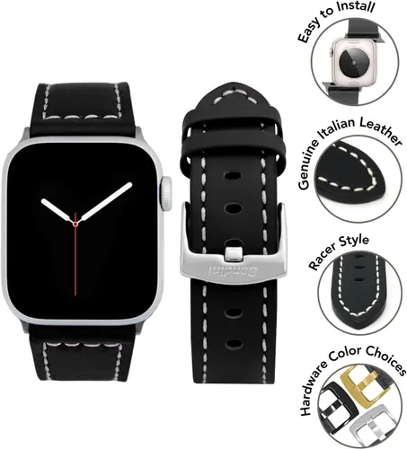 Miniatura 3 de Bandini Correa de cuero para hombre para Apple Watch de 1.732 in 1.772 in 1.654 in 1.614 in 1.575 in 1.496 in 1.929 in y Ultra, correa de iWatch