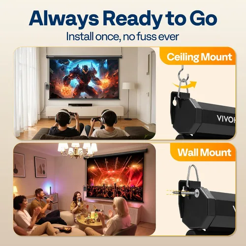 Miniatura 6 de VIVOHOME Pantalla de proyector motorizada 16:9 de 84 pulgadas con control remoto, pantalla de proyección eléctrica automática, pantalla de cine HD