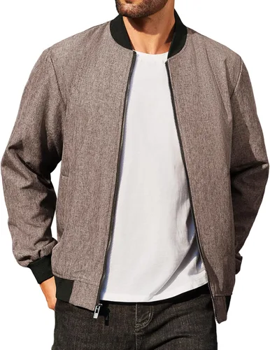 COOFANDY - Chaqueta universitaria casual para hombre, estilo vintage, bomber ligera con cremallera, de moda