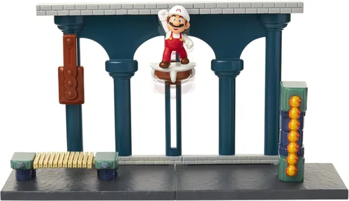 Nintendo Super Mario Lava Castle Deluxe Play Set, incluye: figura de Mario de fuego de 2.5 pulgadas y características mecánicas, torre de bolas de